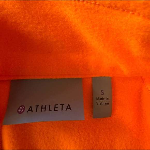 Athleta Plush Tech Half Zip Top 3.0 Cold Weather Training Shirt Orange Sz Small - Picture 4 of 5